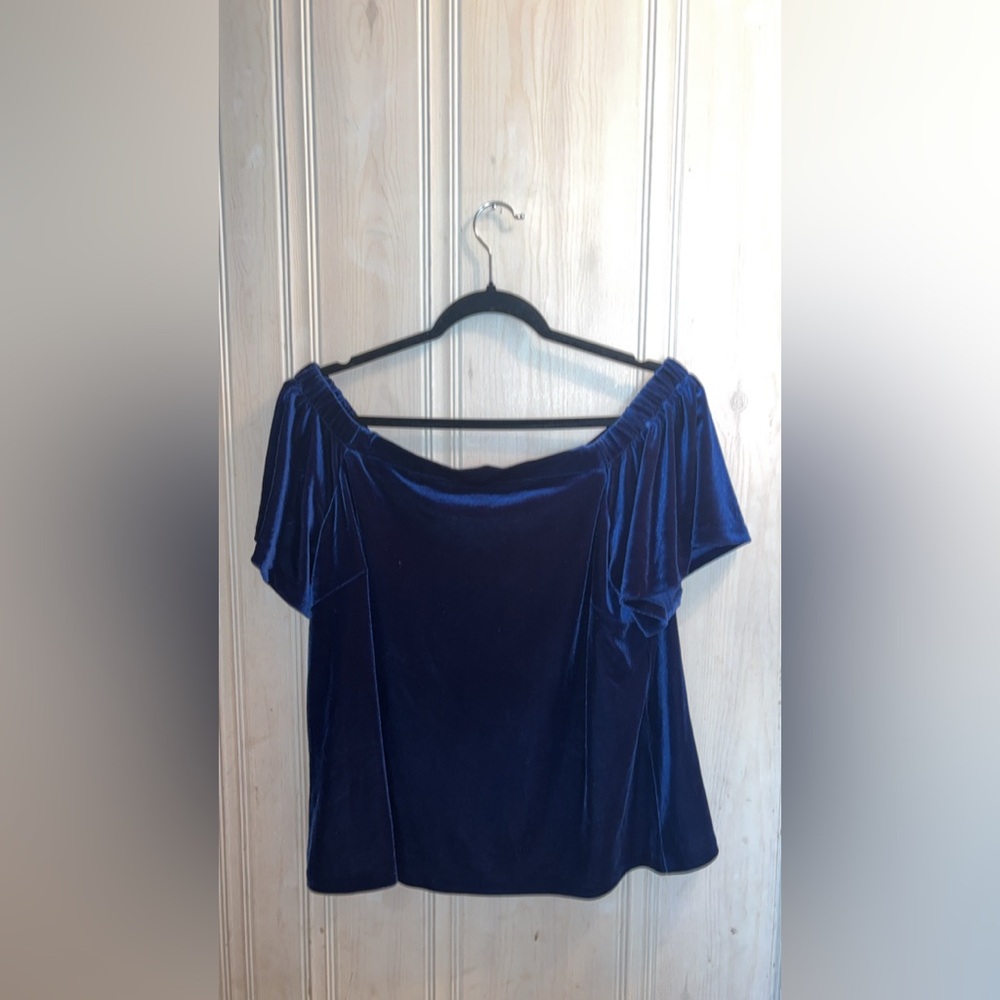White House Black Market Royal Blue Velvet shirt